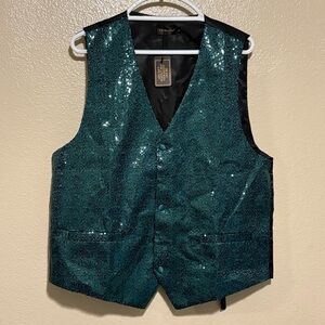 Dibangu Large Green Sequined Vest Formal Costume Glam Christmas St Patrick’s NWT